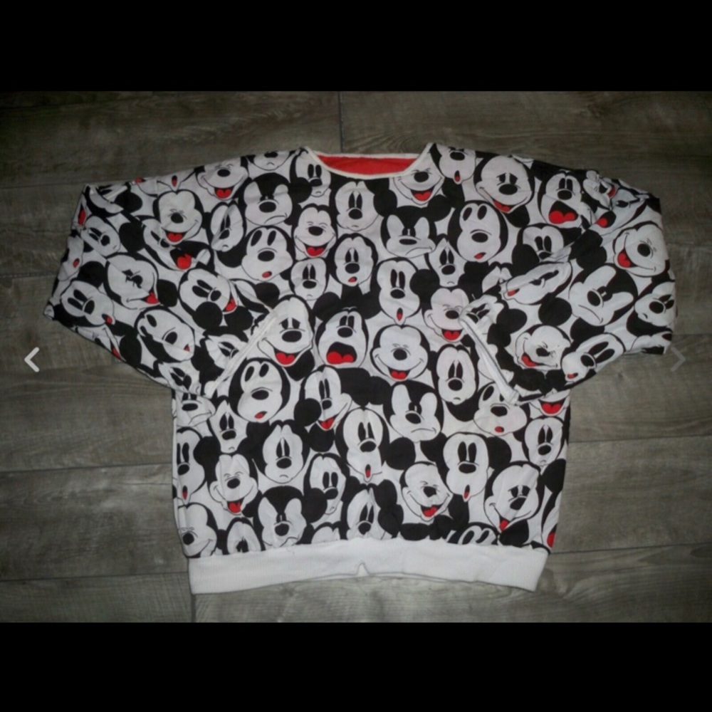 Vtg Mickey Mouse Face Pullover Sweatshirt Large - Picture 3 of 9